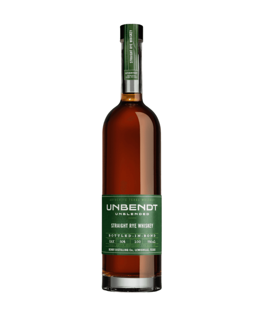 UNBENDT TEXAS BOTTLED IN BOND TEXAS STRAIGHT RYE WHISKEY